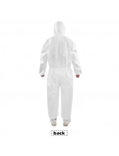 [US-W]One-piece Disposable Elastic Wrist and Hood Coverall Isolation Garment White
