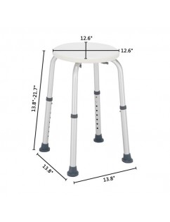 Aluminum Alloy Lift Bath Chair 8-Speed / PE Stool / Rubber Foot Mat White