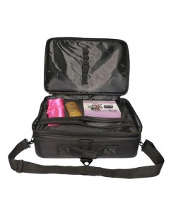 Professional High-capacity Multilayer Portable Travel Makeup Bag with Shoulder Strap Size L Black