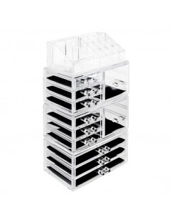 [US-W]Acrylic Cosmetics Storage Rack with 11 Drawers Transparent